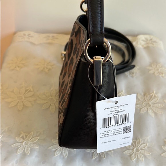 Kate Spade Leopard Print Shoulder Bag with Black Trim - Picture 7 of 12